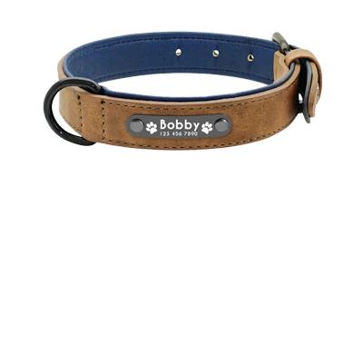 Leather Custom Personalized Pet Tag ID Name Collar/Leash