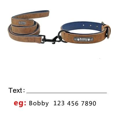 Leather Custom Personalized Pet Tag ID Name Collar/Leash