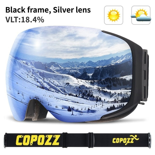Magnetic Ski Goggles Double Layers UV400 Ski Mask