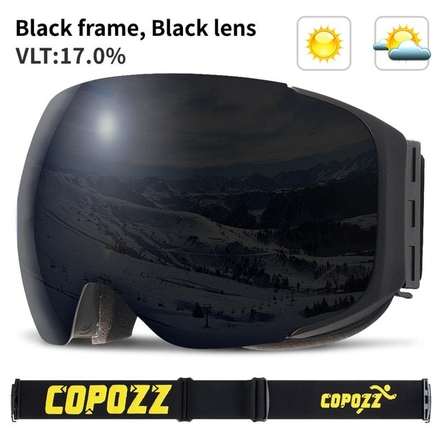 Magnetic Ski Goggles Double Layers UV400 Ski Mask
