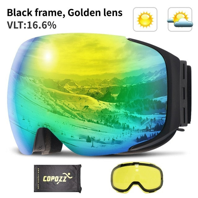 Magnetic Ski Goggles Double Layers UV400 Ski Mask