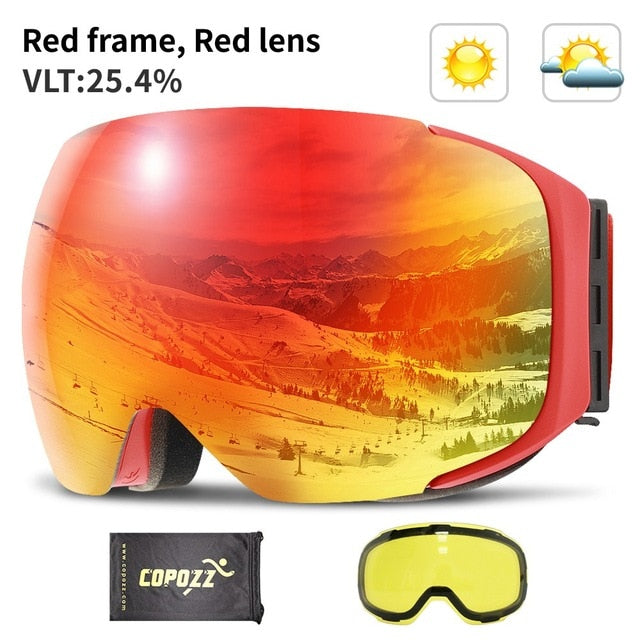 Magnetic Ski Goggles Double Layers UV400 Ski Mask