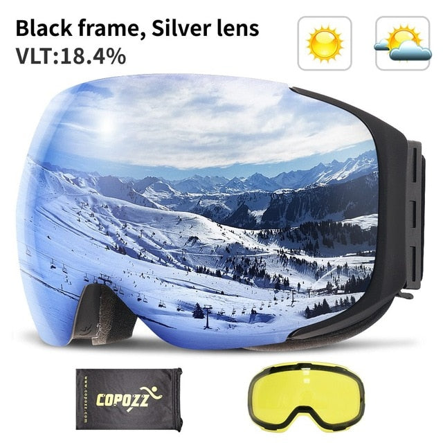 Magnetic Ski Goggles Double Layers UV400 Ski Mask