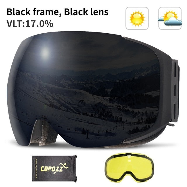 Magnetic Ski Goggles Double Layers UV400 Ski Mask