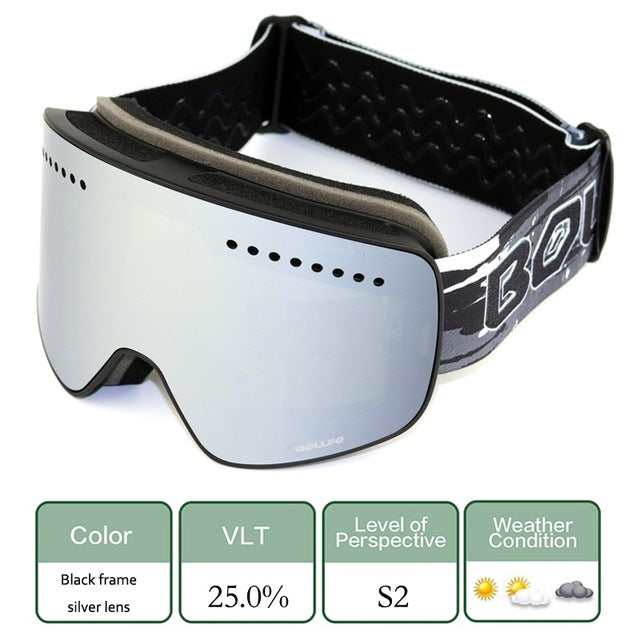 Winter BOLLFO Magnetic Ski Glasses UV400 Goggles