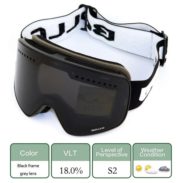 Winter BOLLFO Magnetic Ski Glasses UV400 Goggles