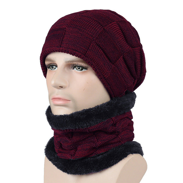 Mens Winter Beanie Hat Scarf Skullies Cap