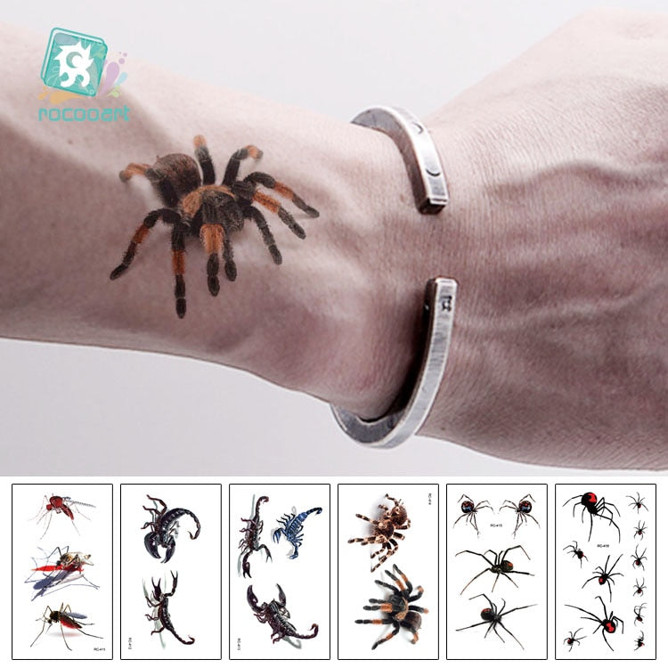 Halloween 3D Spider Scorpion Temporary Body Tattoo