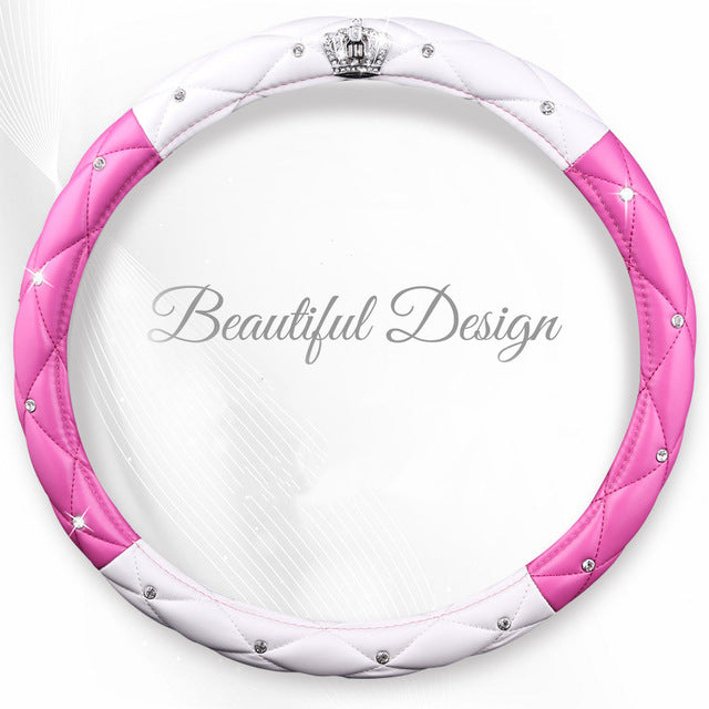 Leather Crown Car Steering Wheel Cover