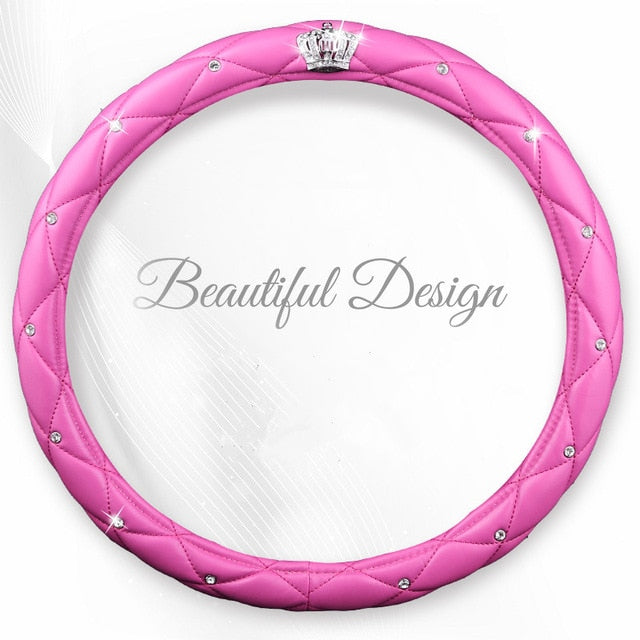 Leather Crown Car Steering Wheel Cover