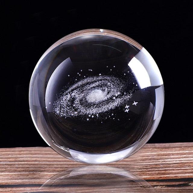 3D Laser Galaxy Crystal Ball Ornament Globe Glass