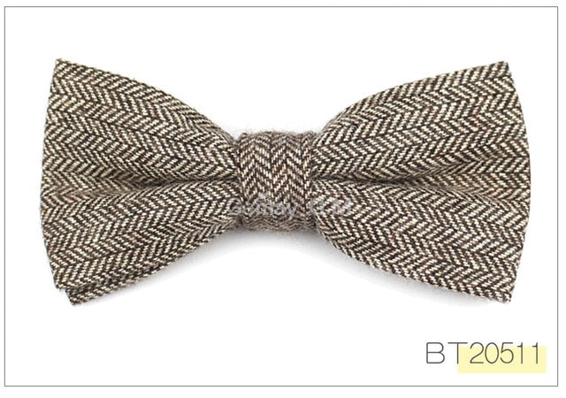 Wool Bowties For Men Casual Solid Colors Adjustable Winter