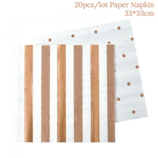 Rose Gold Disposable Tableware Cup Plate Straws Birthday Party Balloons