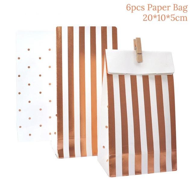 Rose Gold Disposable Tableware Cup Plate Straws Birthday Party Balloons