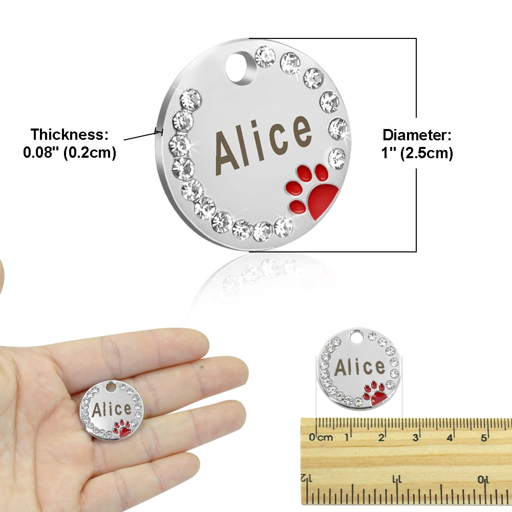 Bling Dog Tag Personalized Pet Name ID