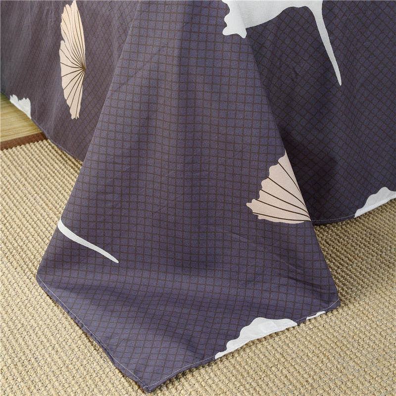 King Size Bed Sheets With Leaves and Pillowcase