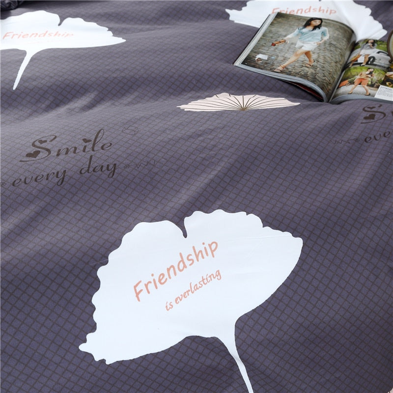 King Size Bed Sheets With Leaves and Pillowcase