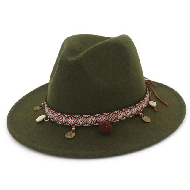 Womens Fedora Ethnic Style Hat Wide Brim Fashion