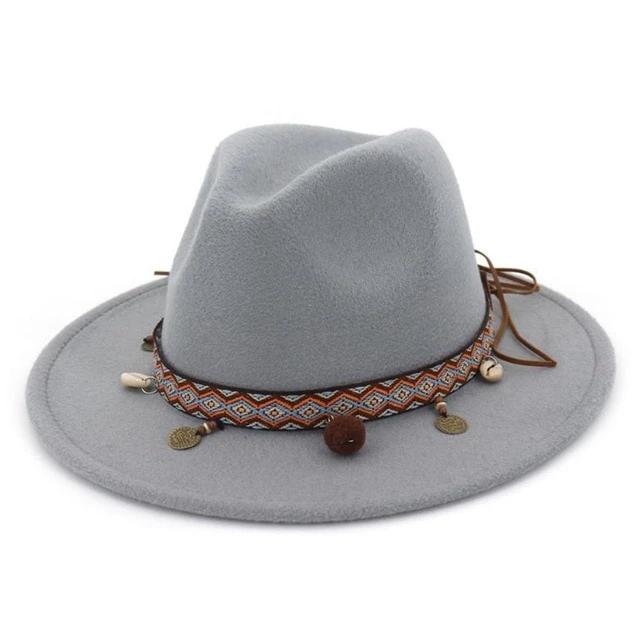 Womens Fedora Ethnic Style Hat Wide Brim Fashion
