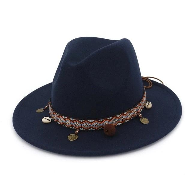 Womens Fedora Ethnic Style Hat Wide Brim Fashion