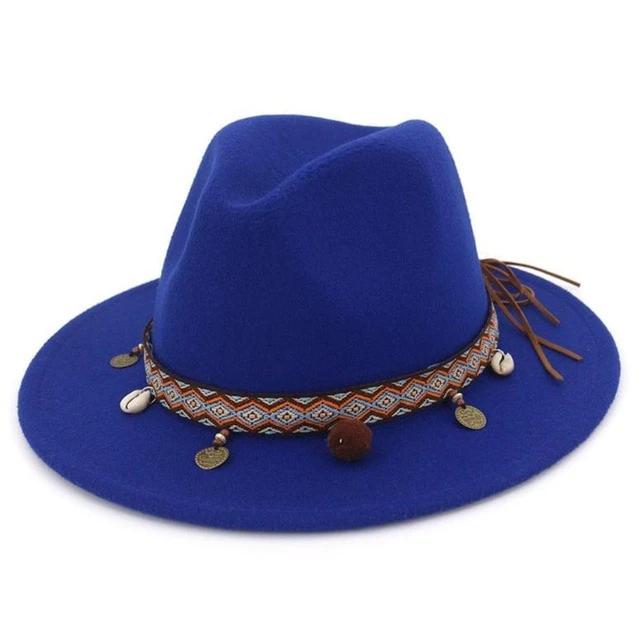 Womens Fedora Ethnic Style Hat Wide Brim Fashion