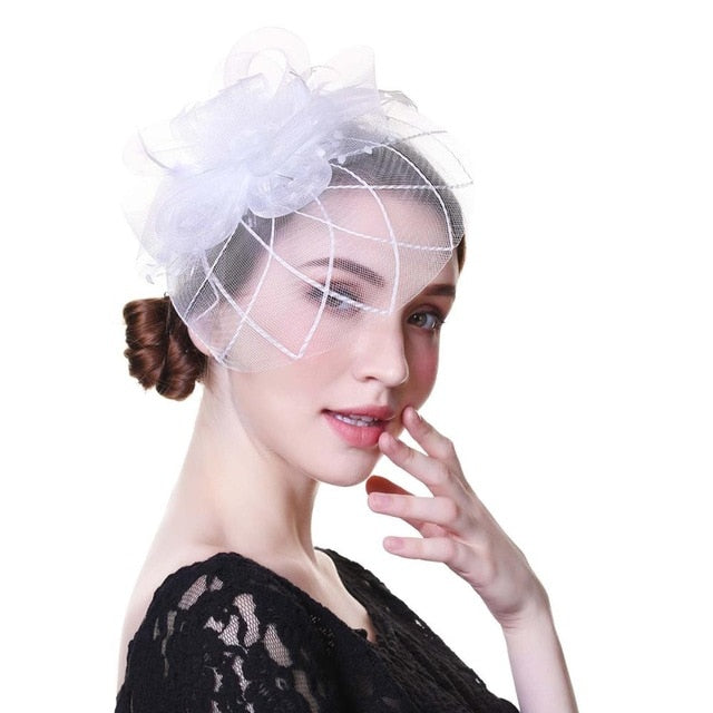 Outtop Fascinators Women Flower Mesh Hat Ribbons And Feathers Headwear