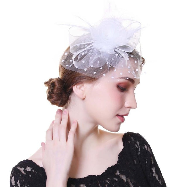 Outtop Fascinators Women Flower Mesh Hat Ribbons And Feathers Headwear