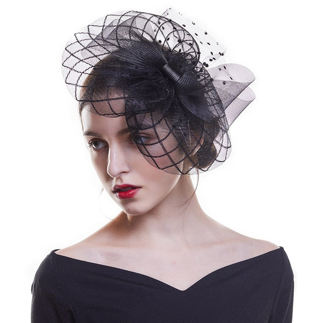 Outtop Fascinators Women Flower Mesh Hat Ribbons And Feathers Headwear