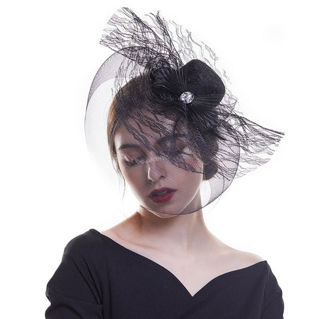 Outtop Fascinators Women Flower Mesh Hat Ribbons And Feathers Headwear