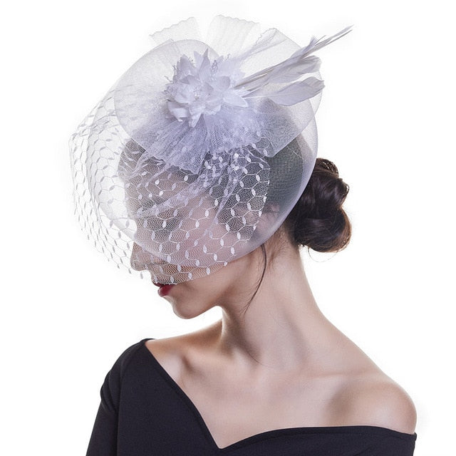 Outtop Fascinators Women Flower Mesh Hat Ribbons And Feathers Headwear