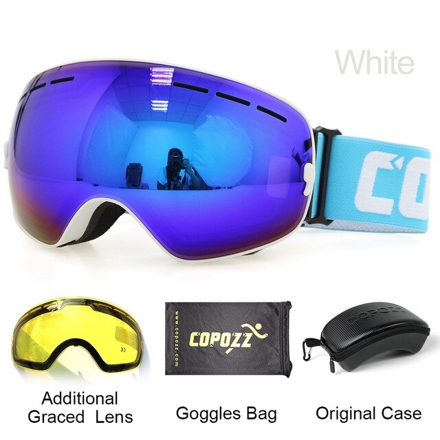 Mens Womens Ski Goggles 2 Layer Lens Anti-Fog UV400 Spherical Snowboard Glasses