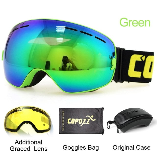 Mens Womens Ski Goggles 2 Layer Lens Anti-Fog UV400 Spherical Snowboard Glasses