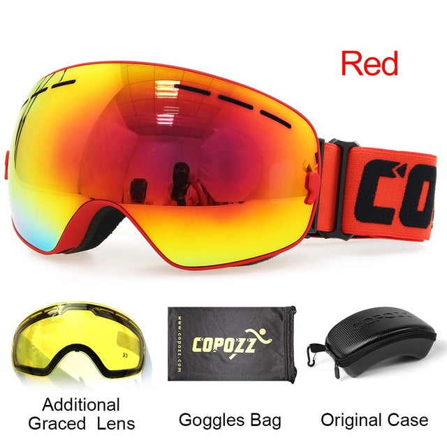 Mens Womens Ski Goggles 2 Layer Lens Anti-Fog UV400 Spherical Snowboard Glasses