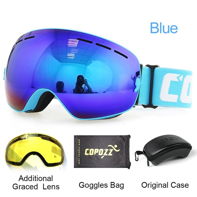 Mens Womens Ski Goggles 2 Layer Lens Anti-Fog UV400 Spherical Snowboard Glasses