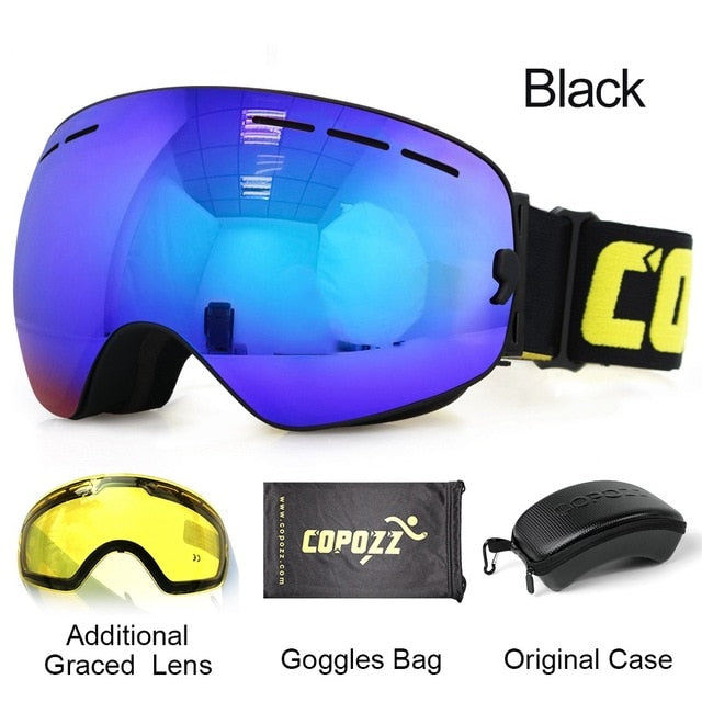 Mens Womens Ski Goggles 2 Layer Lens Anti-Fog UV400 Spherical Snowboard Glasses