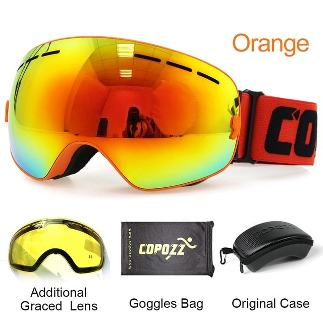 Mens Womens Ski Goggles 2 Layer Lens Anti-Fog UV400 Spherical Snowboard Glasses