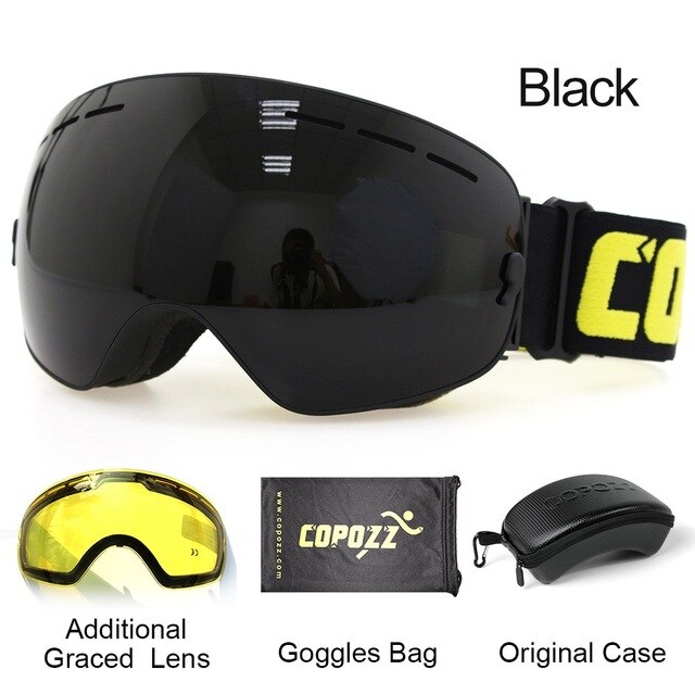 Mens Womens Ski Goggles 2 Layer Lens Anti-Fog UV400 Spherical Snowboard Glasses