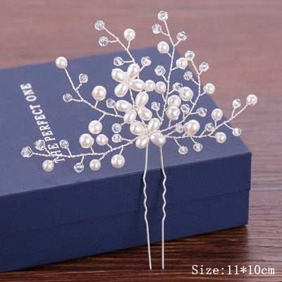 Wedding Hair Pins Pearl Crystal