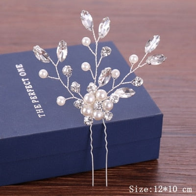 Wedding Hair Pins Pearl Crystal