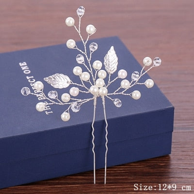 Wedding Hair Pins Pearl Crystal