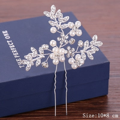 Wedding Hair Pins Pearl Crystal
