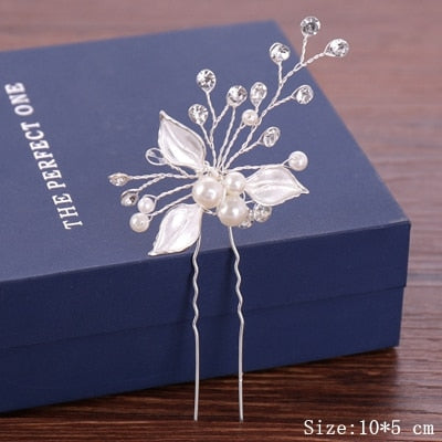 Wedding Hair Pins Pearl Crystal