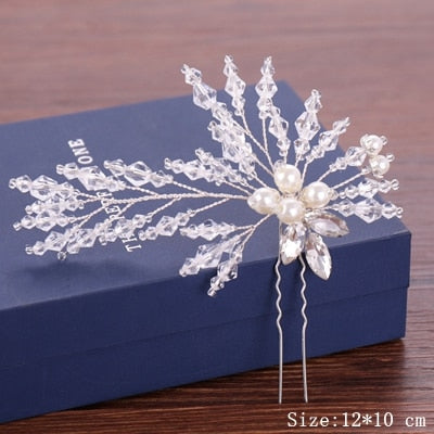 Wedding Hair Pins Pearl Crystal