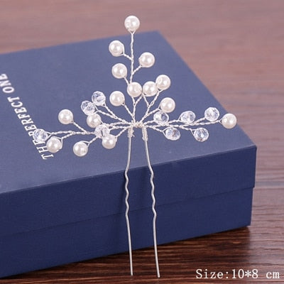 Wedding Hair Pins Pearl Crystal