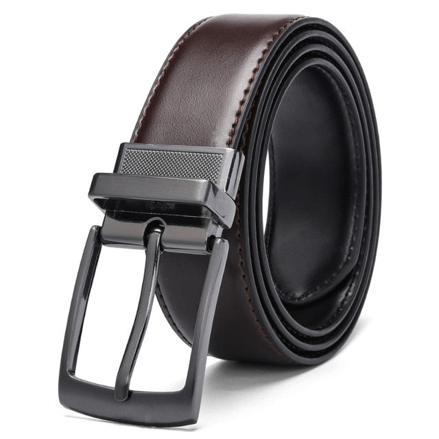 3 COLORS Luxury Fashion Mens Reversible Genuine Leather Belt Blue Brown