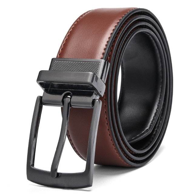 3 COLORS Luxury Fashion Mens Reversible Genuine Leather Belt Blue Brown