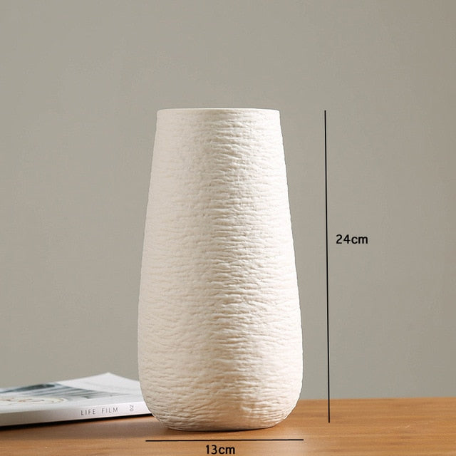 White Ceramic Flower Vase Modern Home Decor