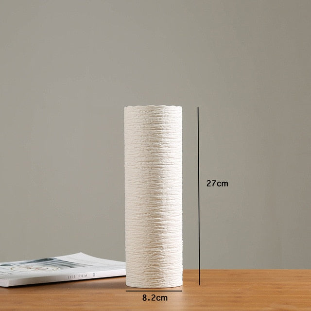 White Ceramic Flower Vase Modern Home Decor