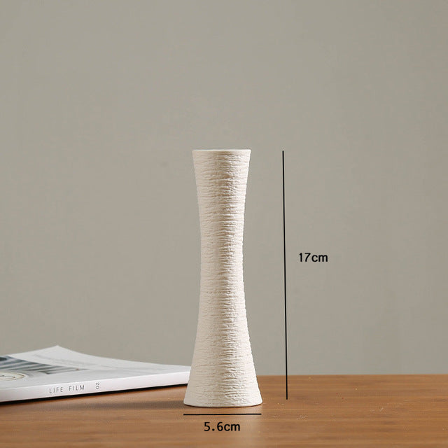 White Ceramic Flower Vase Modern Home Decor