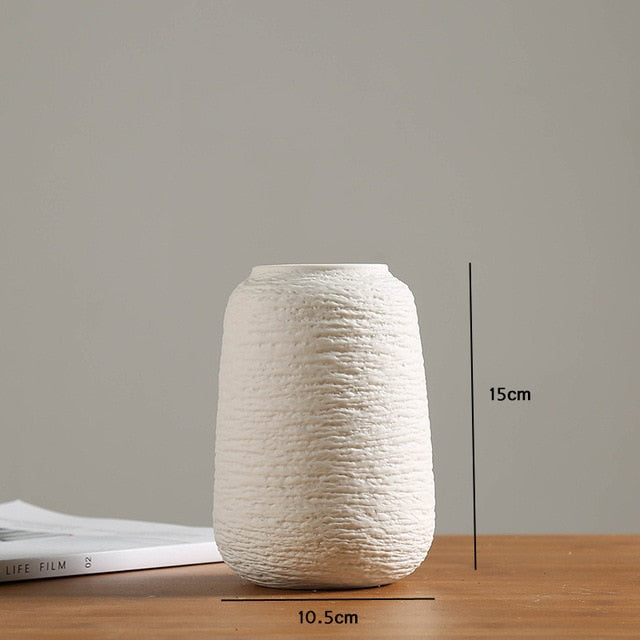 White Ceramic Flower Vase Modern Home Decor